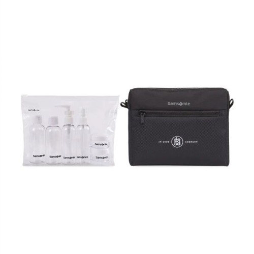 Samsonite Carry-on Spinner and 6 Piece Travel Bottle Set