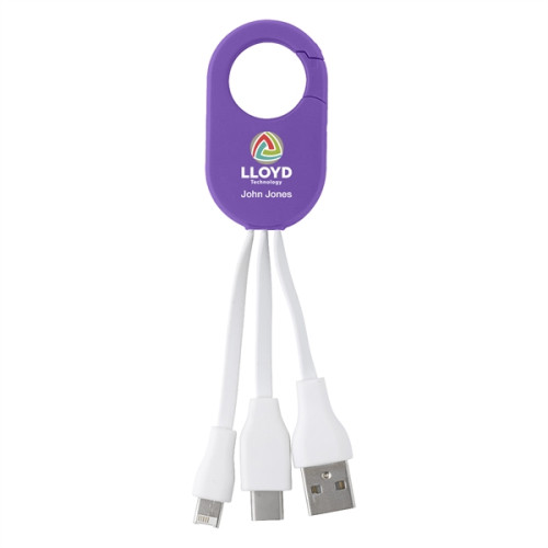 3-In-1 Charging Buddy With Carabiner Clip