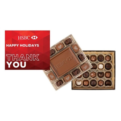 Custom Chocolate Gift Box w/Gourmet Truffles, Full-Color Lid