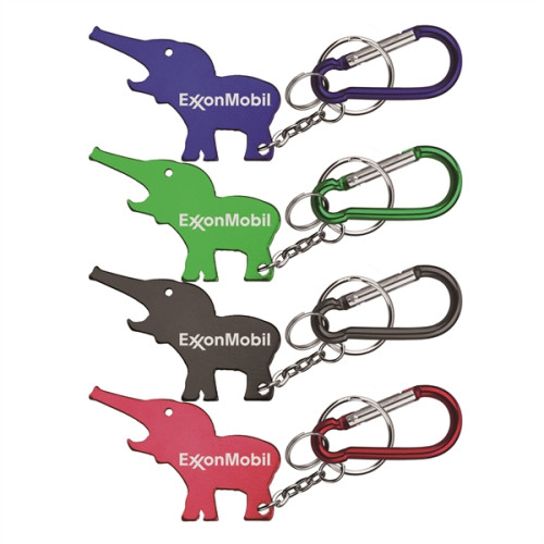 Metal Elephant Shape Bottle Opener with Key Ring & Carabiner