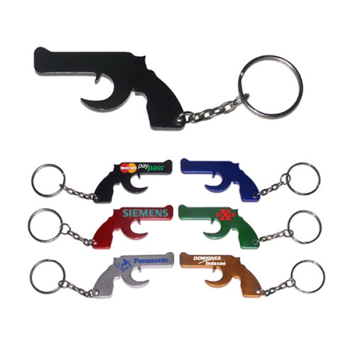 Gun shape bottle opener keychain