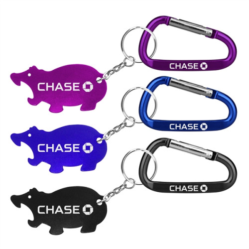 Hippo Shape Bottle Opener Key Chain with Carabiner