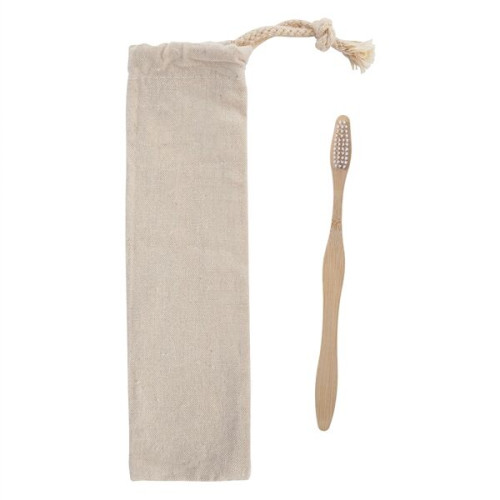 Bamboo Toothbrush In Cotton Pouch