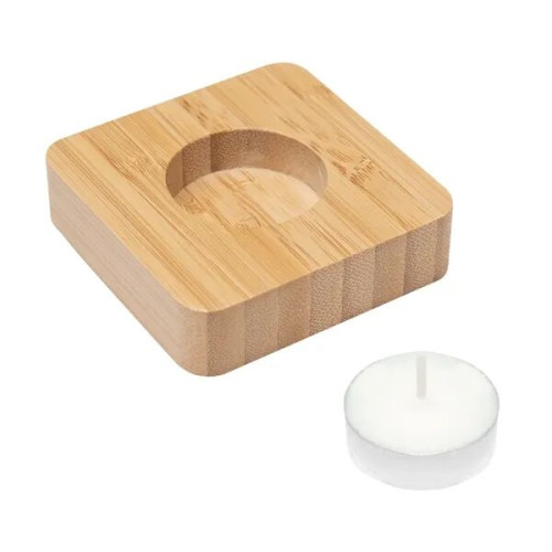 Bamboo Tea Light Holder With Candle