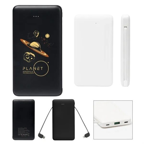10,000 mAh Power Bank With Integrated Cables