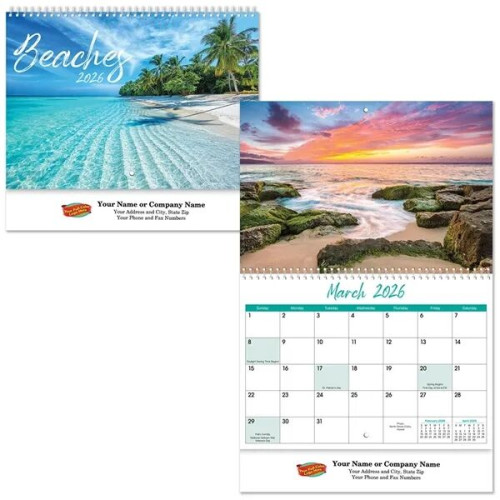 Full Color Beaches Spiral Wall Calendar