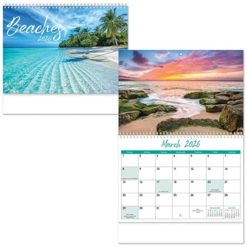 Full Color Beaches Spiral Wall Calendar