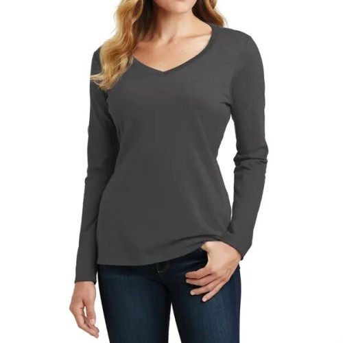 Port & Company® Ladies' Long Sleeve Fan Favorite V-Neck Tee