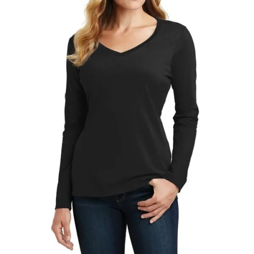 Port & Company® Ladies' Long Sleeve Fan Favorite V-Neck Tee