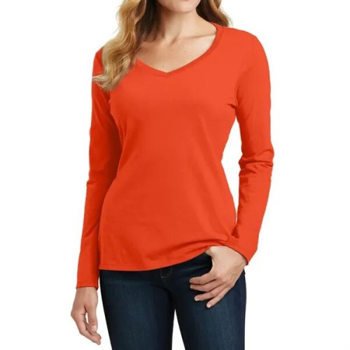 Port & Company® Ladies' Long Sleeve Fan Favorite V-Neck Tee