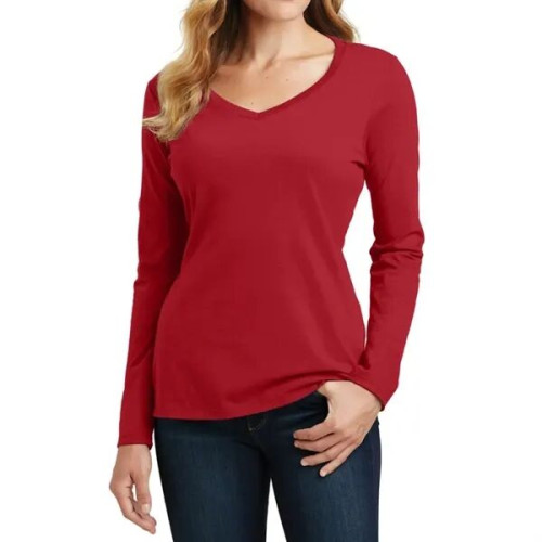 Port & Company® Ladies' Long Sleeve Fan Favorite V-Neck Tee