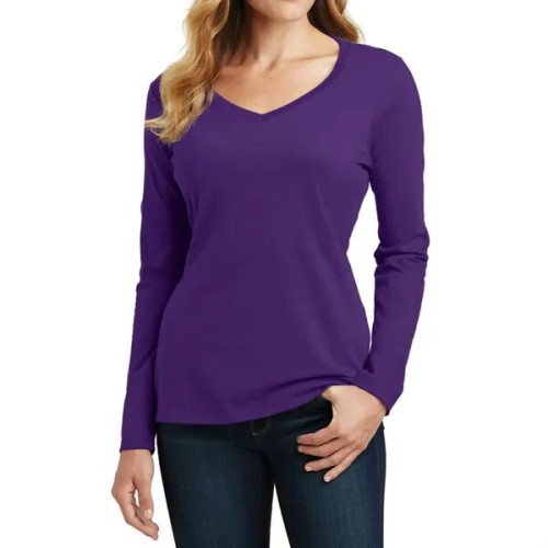 Port & Company® Ladies' Long Sleeve Fan Favorite V-Neck Tee
