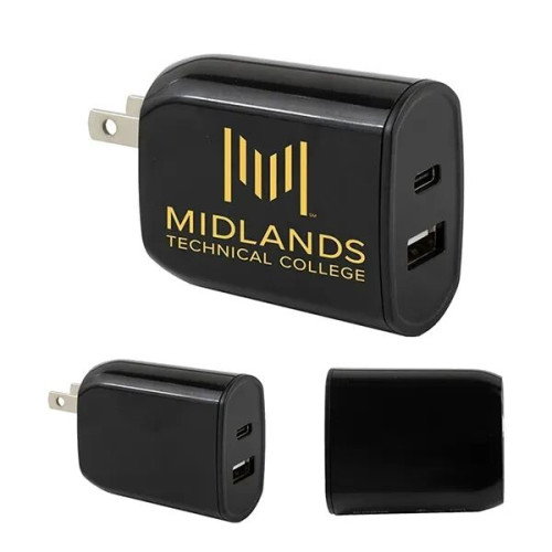 Voltcharge 12.5W 2-In-1 USB And Type C Wall Charger Adapter