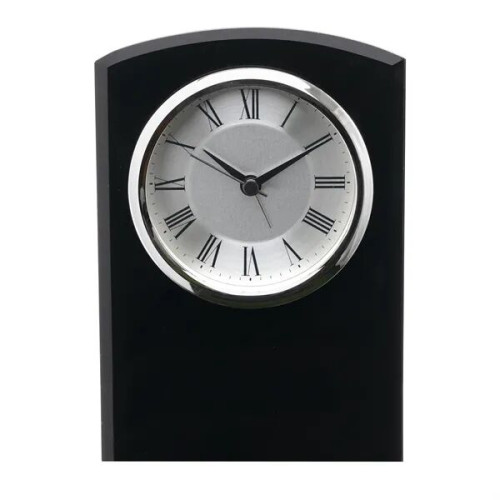 Self-Standing Black Glass Desk Clock