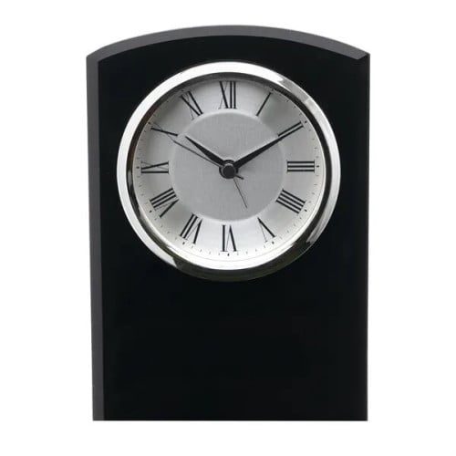 Self-Standing Black Glass Desk Clock