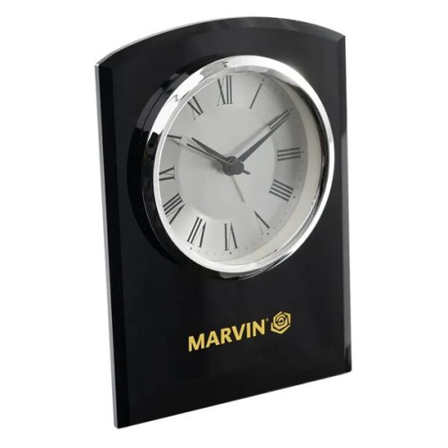 Self-Standing Black Glass Desk Clock