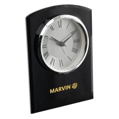 Self-Standing Black Glass Desk Clock