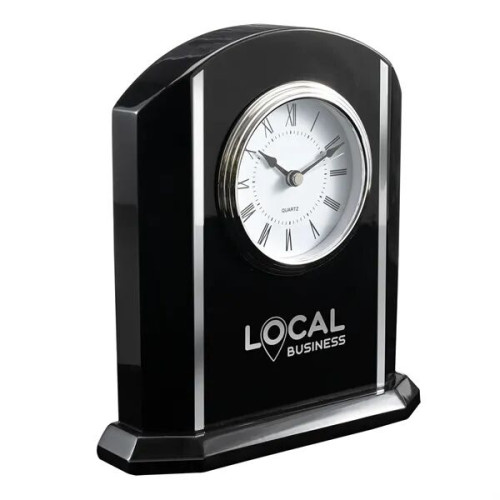 Black and Silver Piano Finish Desk Clock