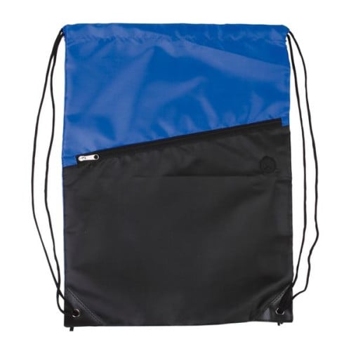 Two-Tone Poly Drawstring Backpack With Zipper