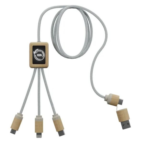 SCX Innovative Design™ 5-in-1 Bamboo Charging Cable 2A