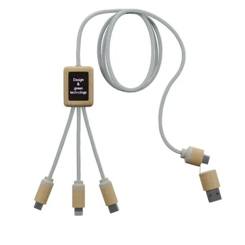 SCX Innovative Design™ 5-in-1 Bamboo Charging Cable 2A