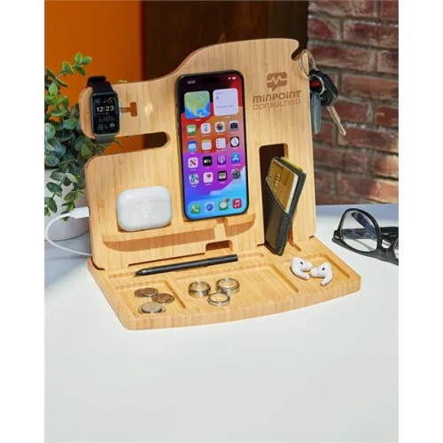 Portia Bamboo Charging Valet Station