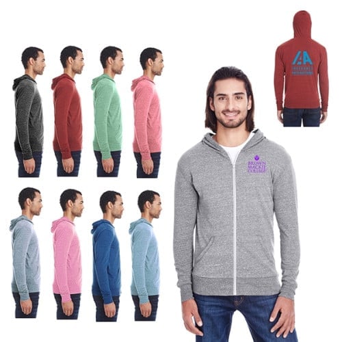 Threadfast Apparel Unisex Triblend Full-Zip Light Hoodie