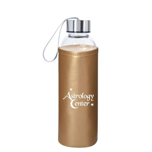 18 OZ. Aqua Pure Glass Bottle With Metallic Sleeve