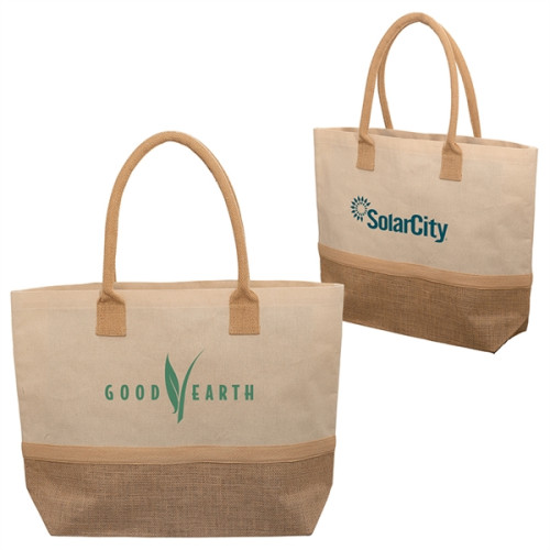 Wanderlust Laminated Jute & Canvas Tote Bag