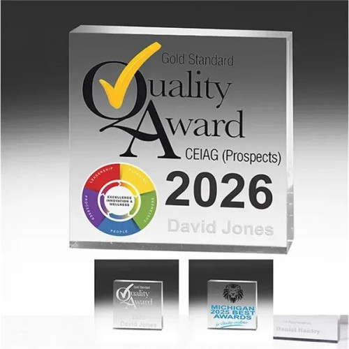 2 1/2" x 2 1/2" x 1/2" Mini Square Acrylic Paperweight