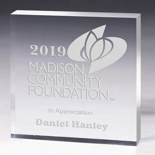 2 1/2" x 2 1/2" x 1/2" Mini Square Acrylic Paperweight