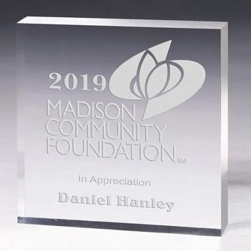 2 1/2" x 2 1/2" x 1/2" Mini Square Acrylic Paperweight