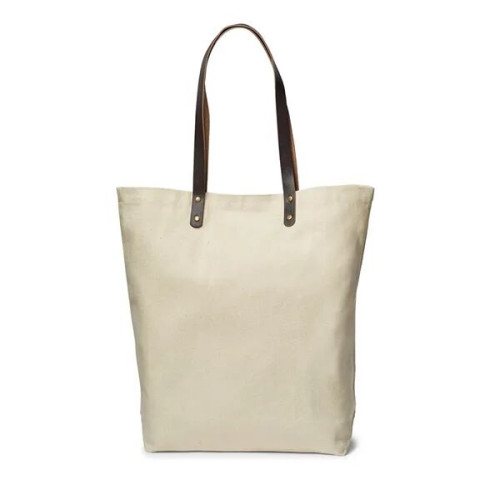 Urban Cotton Tote Bag with Leather Handles