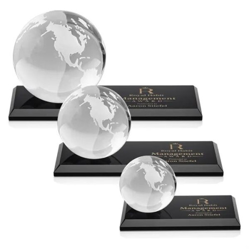 Globe Award on Rectangle Base - Black
