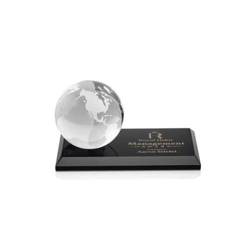 Globe Award on Rectangle Base - Black