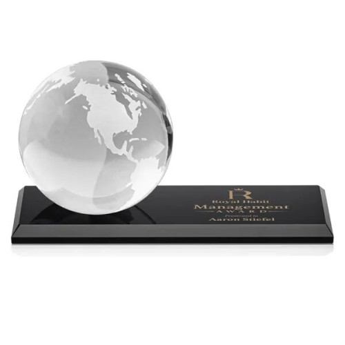 Globe Award on Rectangle Base - Black