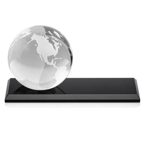 Globe Award on Rectangle Base - Black