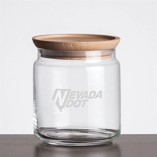 Finch Jar with Wooden Lid - Deep Etch