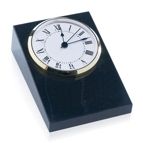 Large Wedge Black Marble Clock