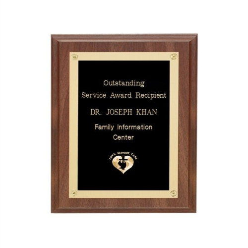 Walnut Finish Plaque w/Rosettes