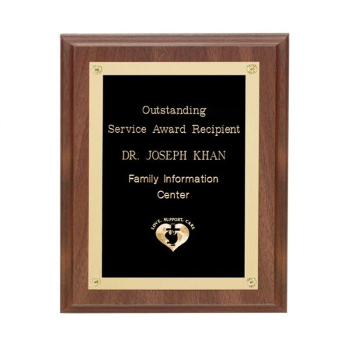 Walnut Finish Plaque w/Rosettes