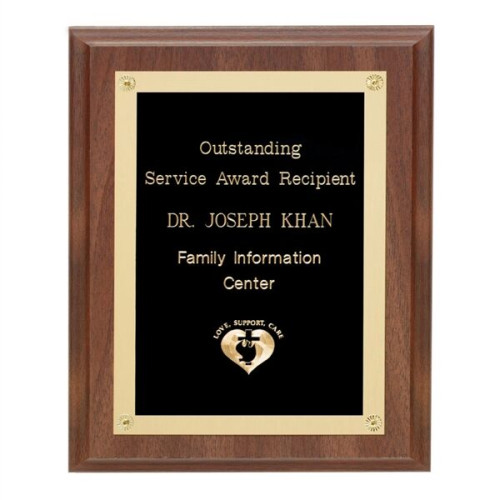 Walnut Finish Plaque w/Rosettes