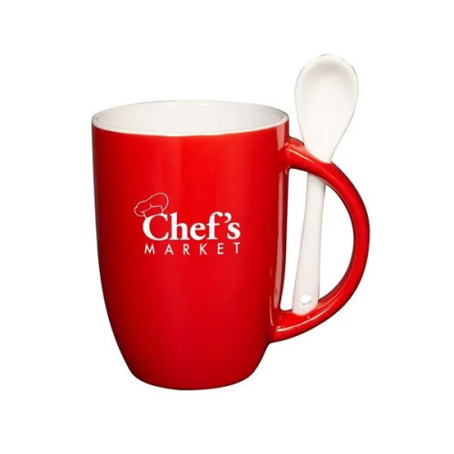 12 oz Dapper Ceramic Mug With Spoon