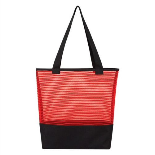 Sheer Mesh Pinstripe Tote Bag