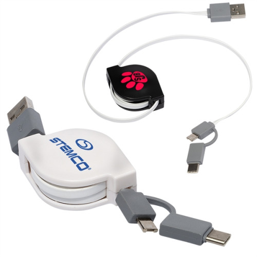 Retractable 3-in-1 Charging Cable