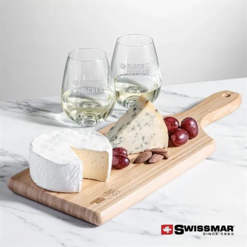 Swissmar® Bamboo Board & 2 Edderton Stemless Wine