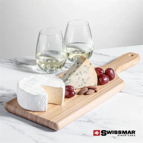 Swissmar® Bamboo Board & 2 Edderton Stemless Wine