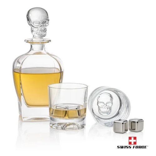 Delrina Scull Decanter Set & Ice Cubes