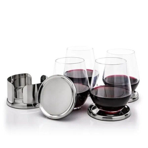 Baldoni Coasters & Reina Stemless Wine Set