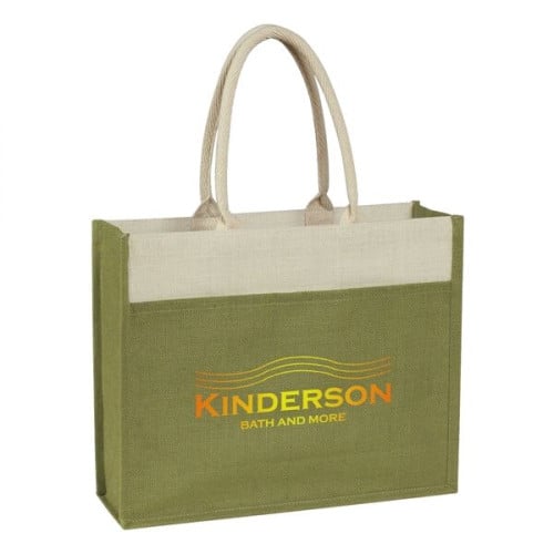 Jute Tote Bag With Front Pocket